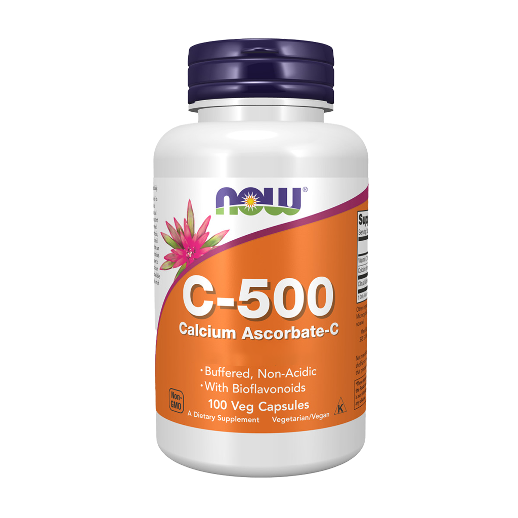 NOW Foods Vitamine C 500 Calcium Ascorbaat-C Voorkant