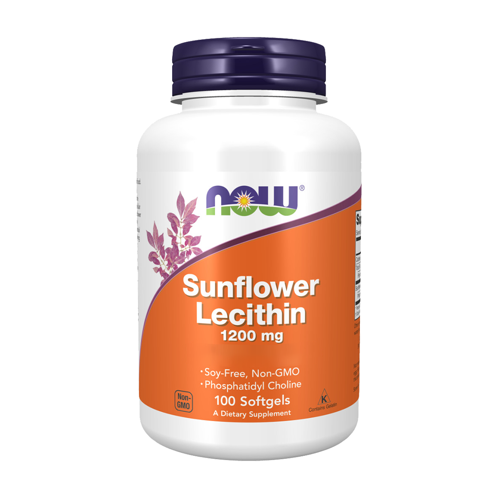 now foods zonnebloem lecithine 1200 mg 100 softgels packshot voorpagina