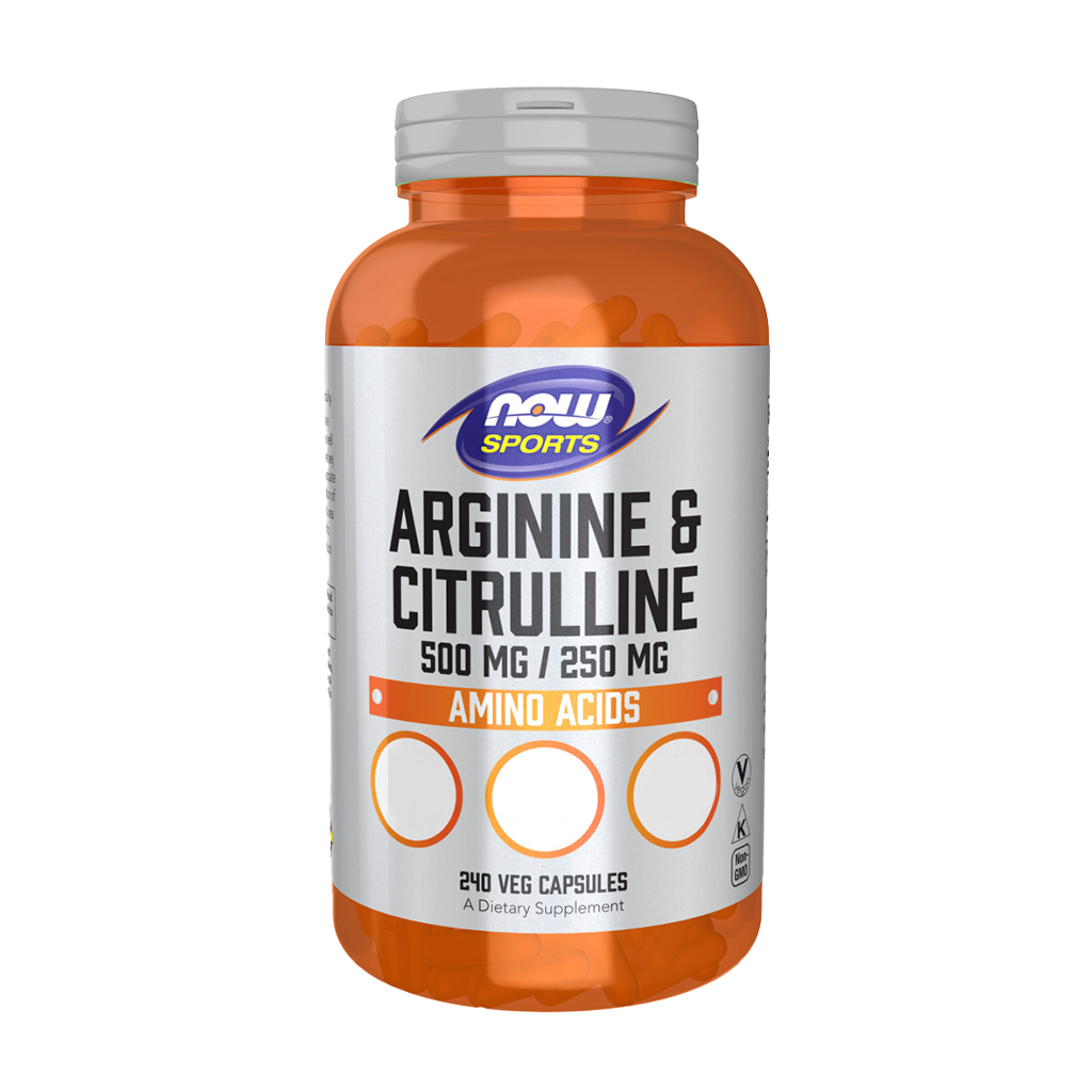 now foods arginine citruline 500mg 250mg 240 capsules voorkant
