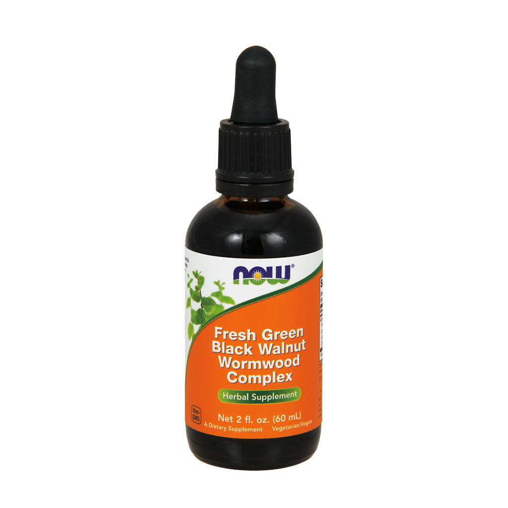 NOW Foods Black Walnut Wormwood Extract Product Front Bottle