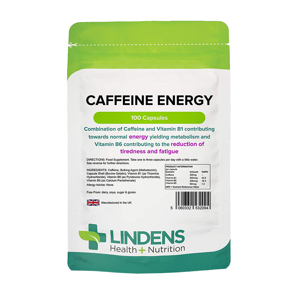 lindens caffeine 100caps voorkant ingredienten