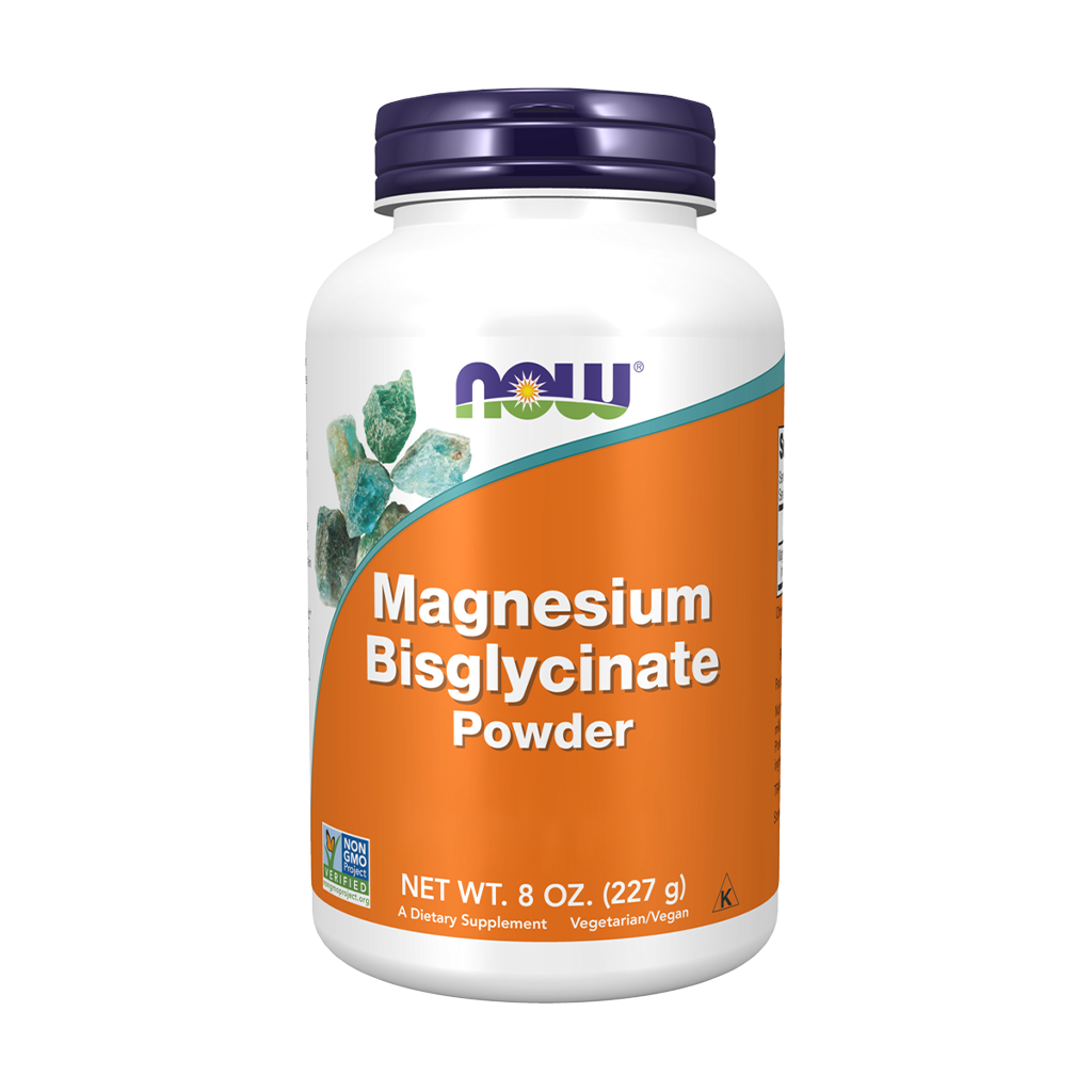 NOW Foods Magnesium Bisglycinaat Poeder (227 gr) Voorkant