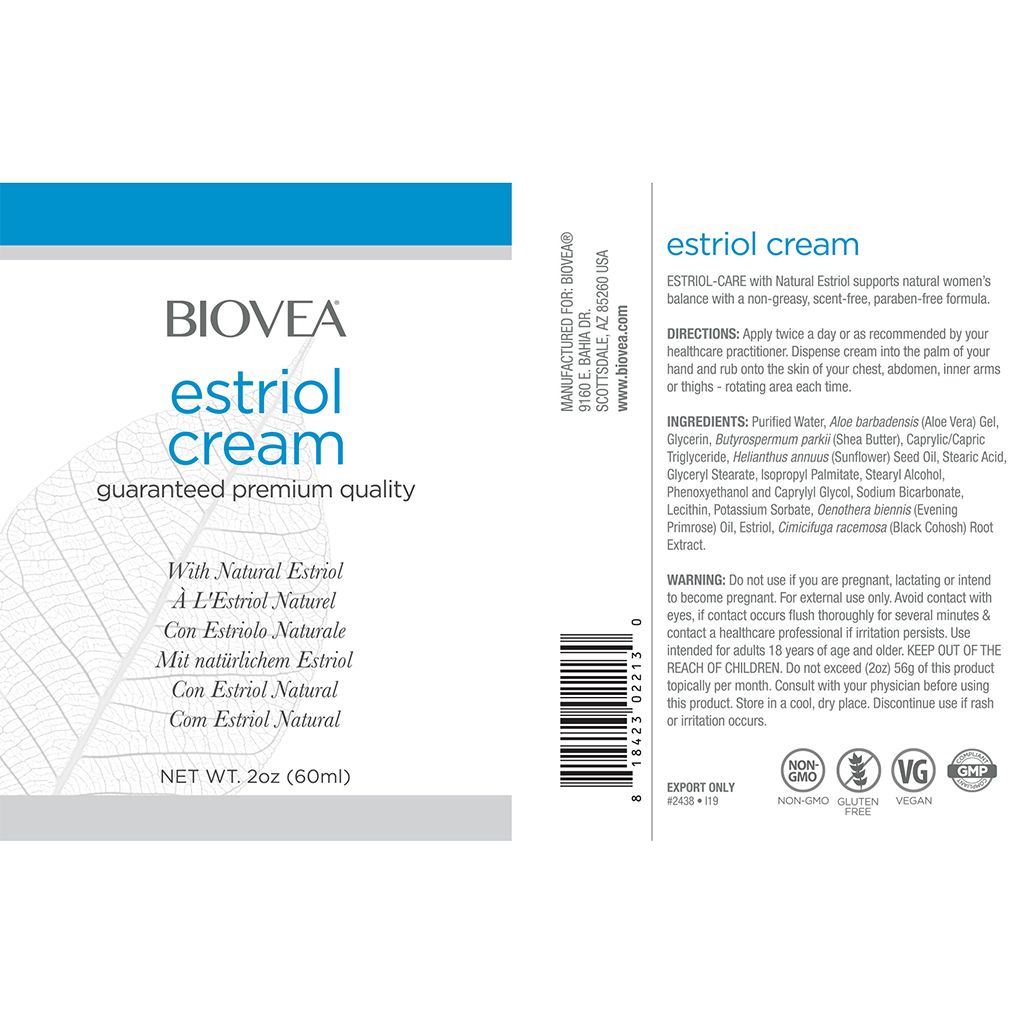 biovea estriol cream 60ml label
