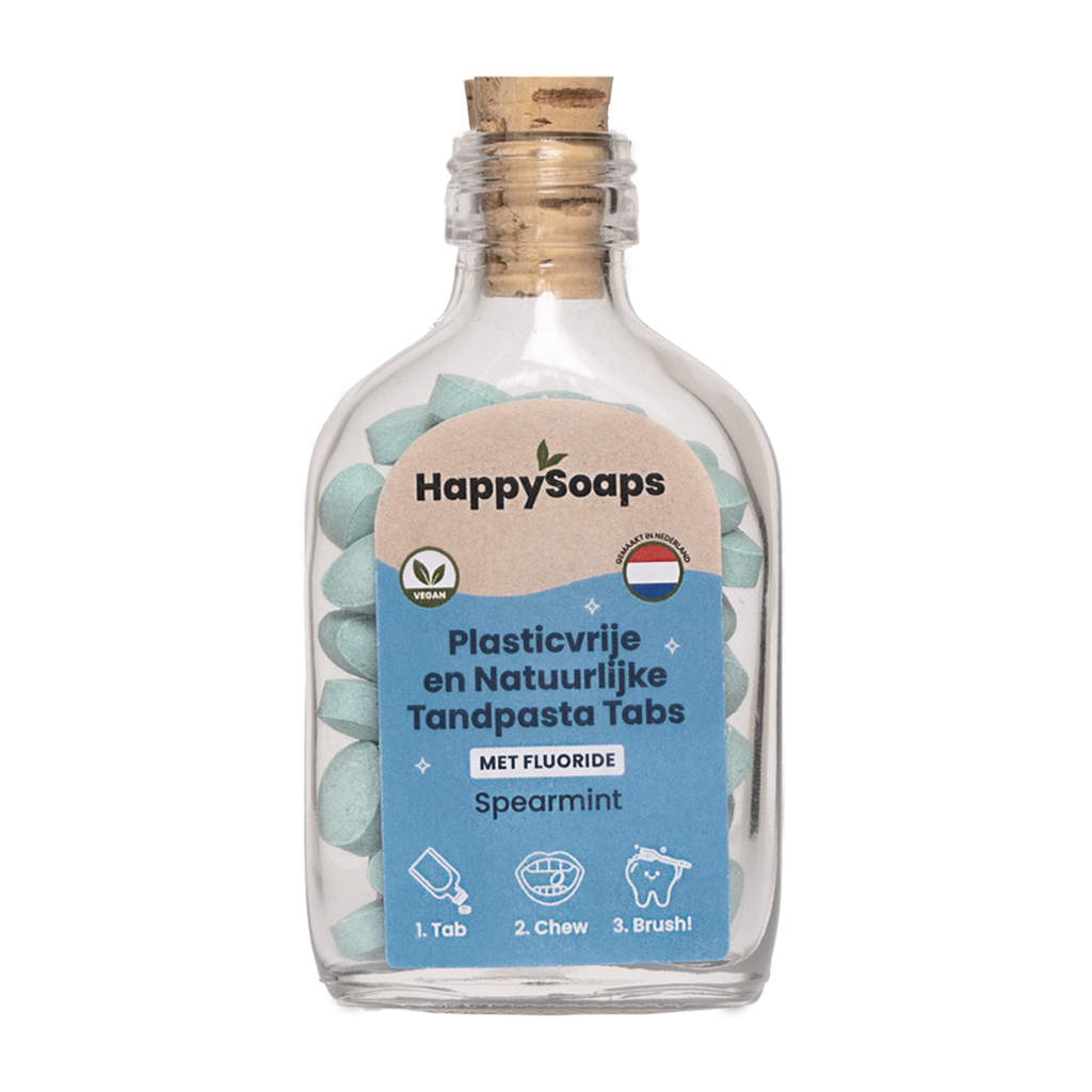 happy soaps spearmint tandpasta tabs met fluoride 62 tabs packshot flesje