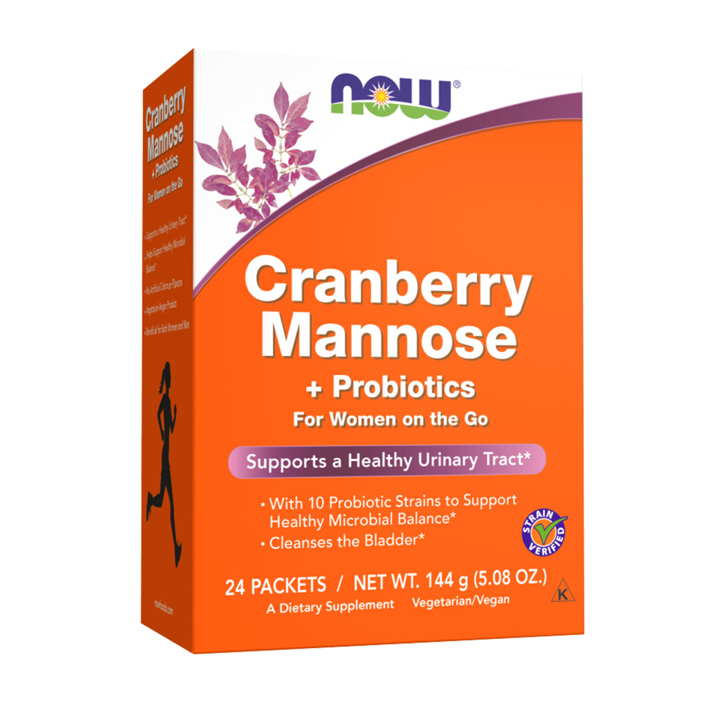 now foods cranberry mannose probiotica sticks 24 stuks voorkant