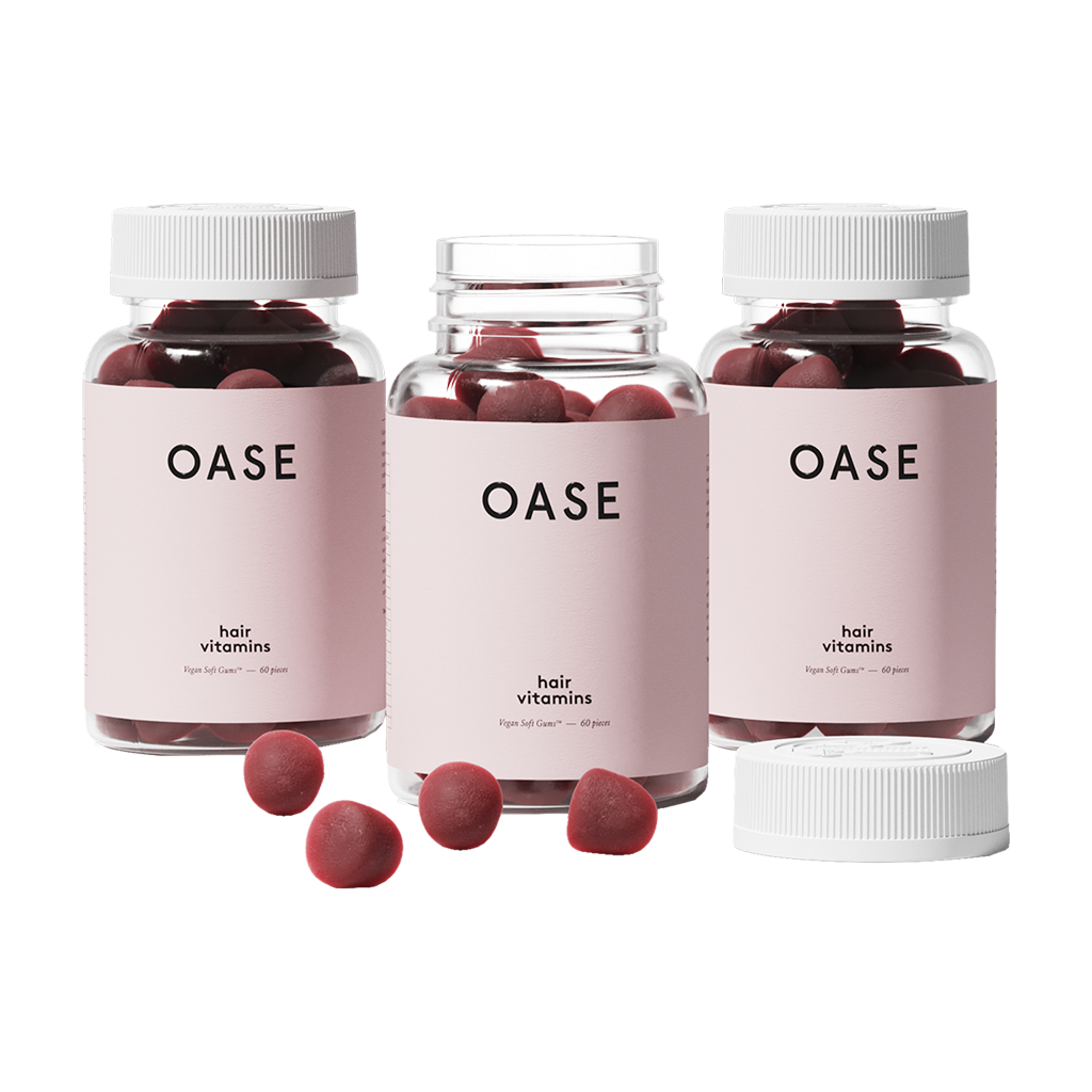 oase hair vitamins 60 vegan soft gums 3 month supply 2 front open