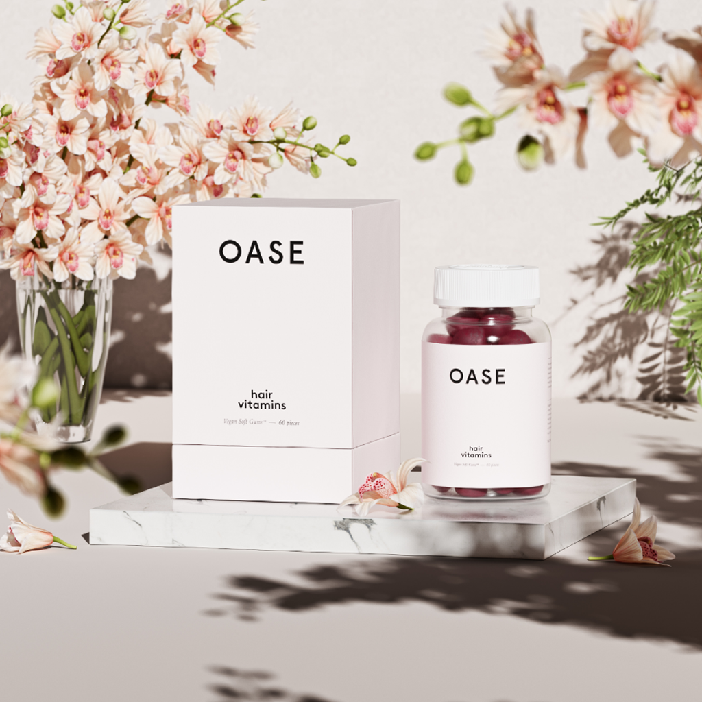 oase hair vitamins 60 vegan soft gums 1 month supply bottle with box nature
