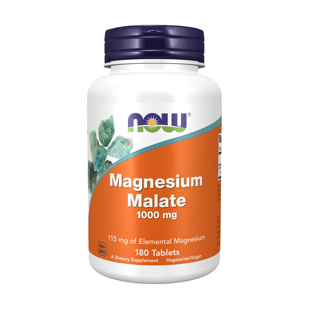NOW Foods Magnesium malaat 1000 mg (180 tabletten) voorkant