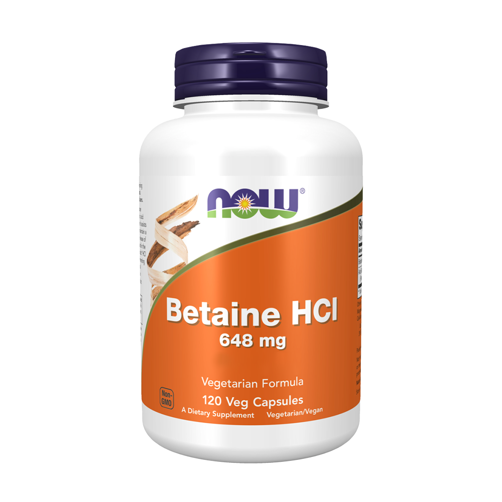 NOW Foods Betaïne HCL 648 mg (120 vegan capsules)