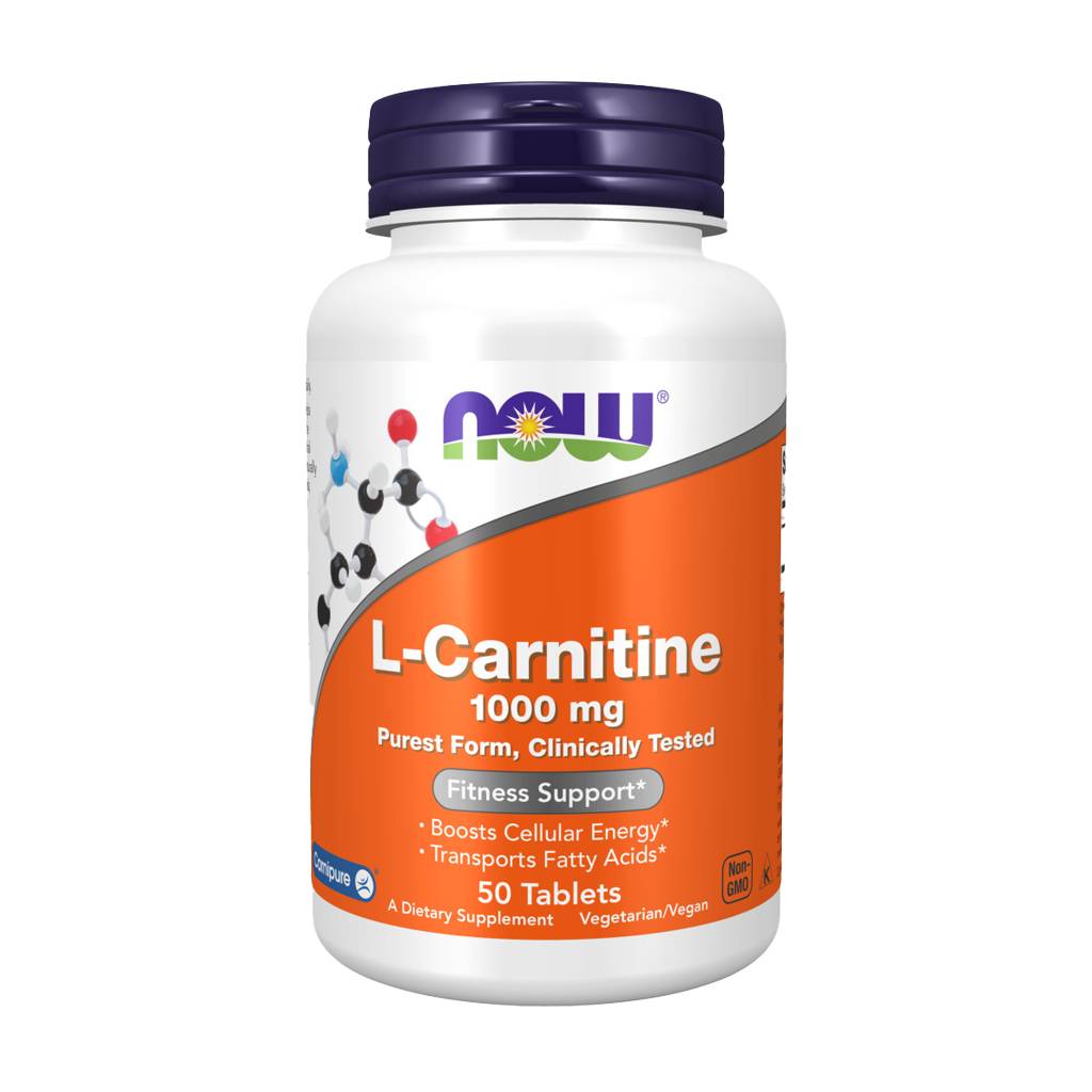 NOW Foods L-Carnitin 1.000 mg 50 tabletten Voorkant