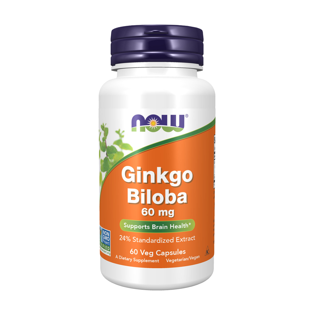 NOW Foods Gingko Biloba-extract (60mg.) voorkant