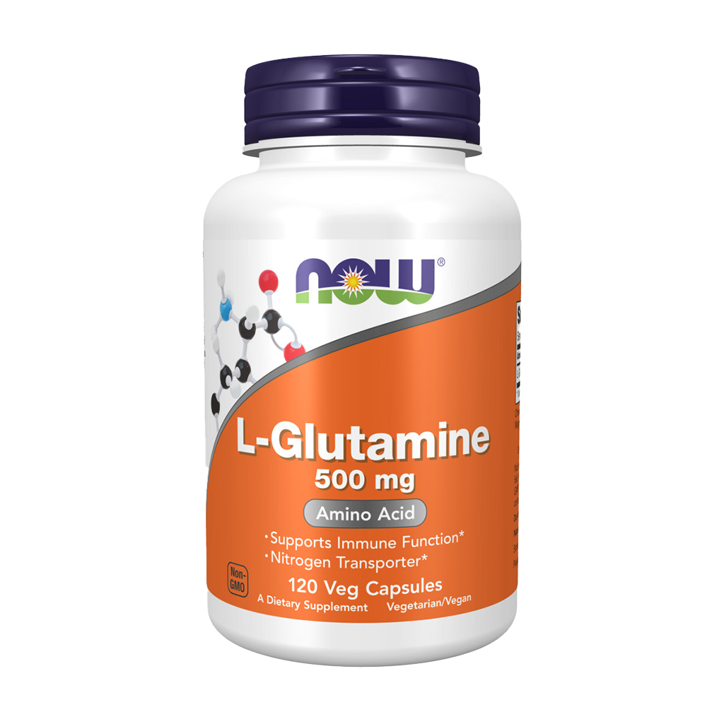 NOW Foods L-Glutamine 500 mg (120 capsules) Voorkant
