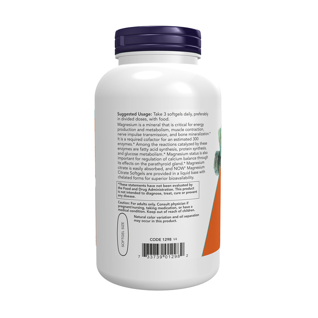 NOW Foods Magnesiumcitraat 400 mg (180 softgels)