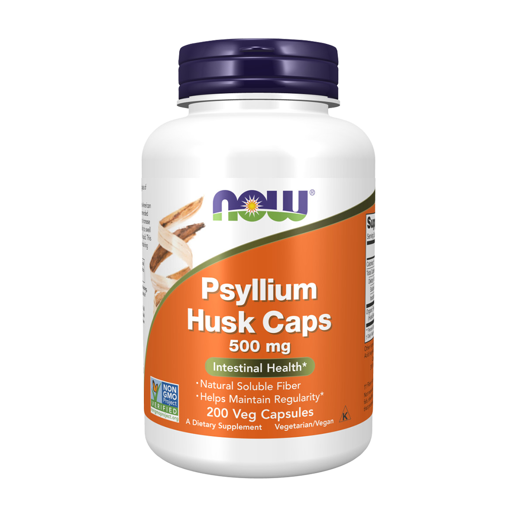 NOW Foods Psyllium Husk 500 mg (200 capsules) Voorkant