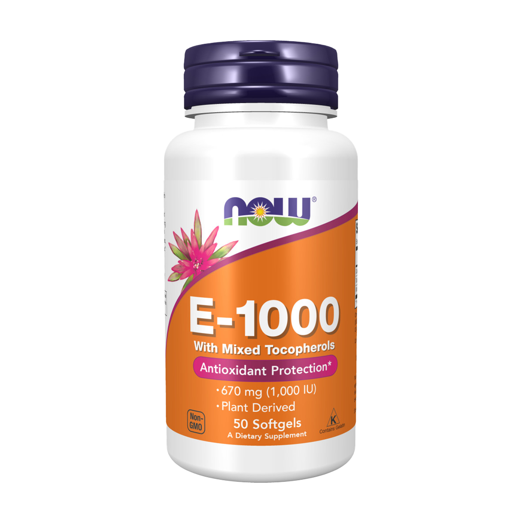 NOW Foods Vitamine E-1000 Gemengde Tocoferolen Voorkant