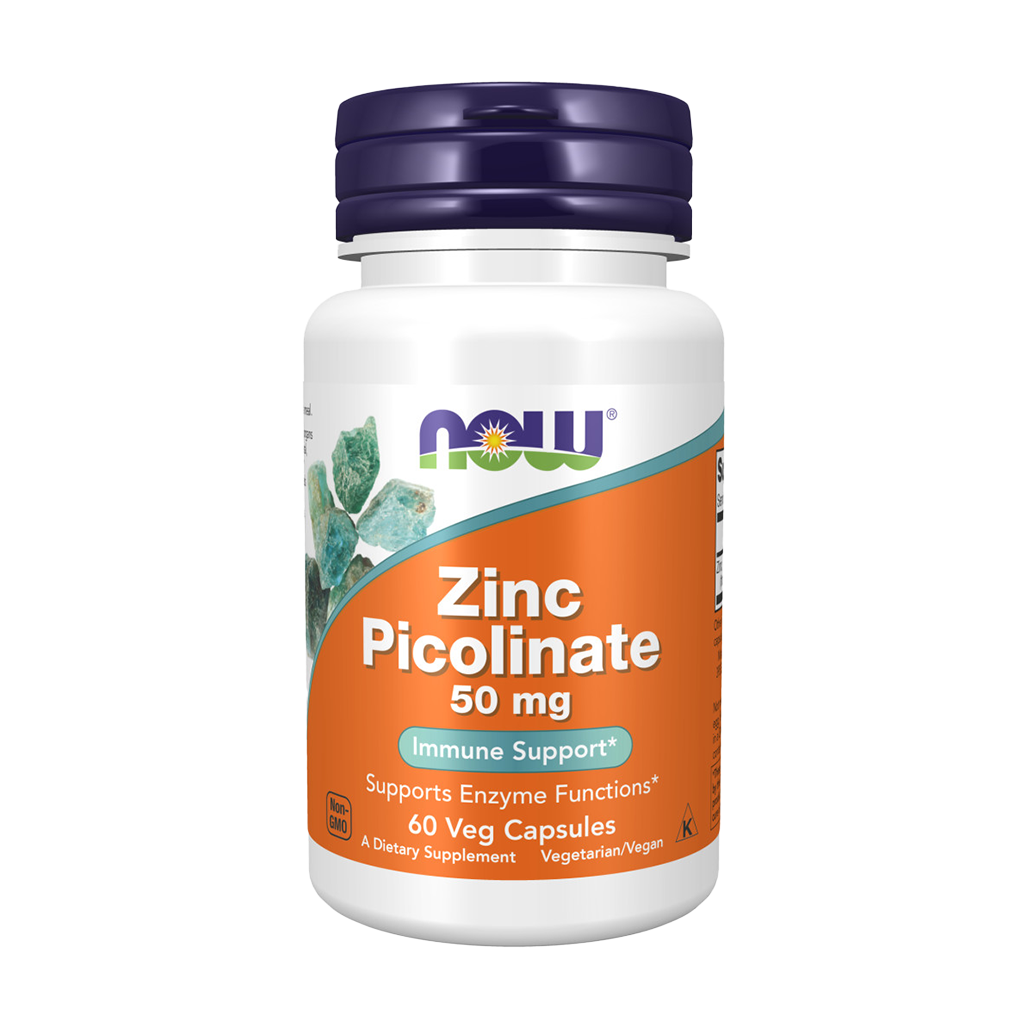 NOW Foods Zink Picolinaat 50 mg (60 Capsules) Voorkant